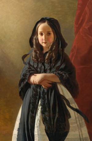 Portrait of Charlotte of Belgium, Daughter of King Leopold I by Franz Xaver Winterhalter Oil Painting