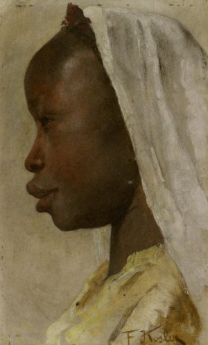 Profile of a Nubian Girl by Franz Xavier Kosler Oil Painting