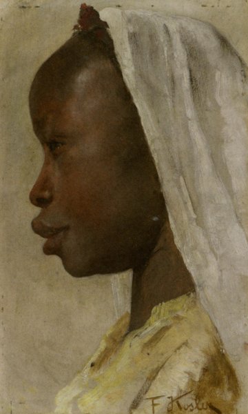 Main Product Photo of Profile of a Nubian Girl Painting by Franz Xavier Kosler