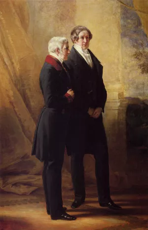 Arthur Wellesley, 1st Duke of Wellington with Sir Robert Peel by Franz Xavier Winterhalter - Oil Painting Reproduction