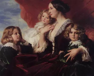 Elzbieta Branicka, Countess Krasinka and Her Children by Franz Xavier Winterhalter Oil Painting