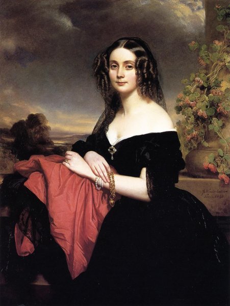 Portrait of Claire de Bearn, Duchess of Vallombrosa by Franz Xavier Winterhalter - Hand-Painted Oil Painting Reproduction