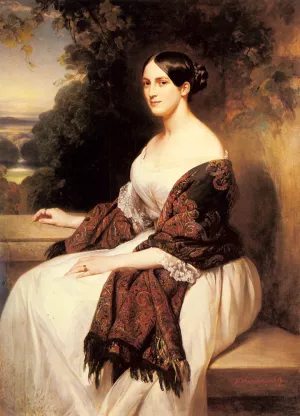 Portrait of Madame Ackerman, the Wife of the Chief Finance Minister of King Louis Philippe by Franz Xavier Winterhalter Oil Painting