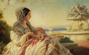 Queen Victoria with Prince Arthur by Franz Xavier Winterhalter Oil Painting