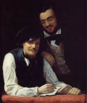 Self Portrait of the Artist with His Brother, Hermann by Franz Xavier Winterhalter Oil Painting