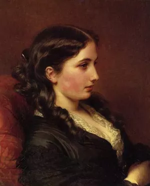 Study of a Girl in Profile by Franz Xavier Winterhalter - Oil Painting Reproduction