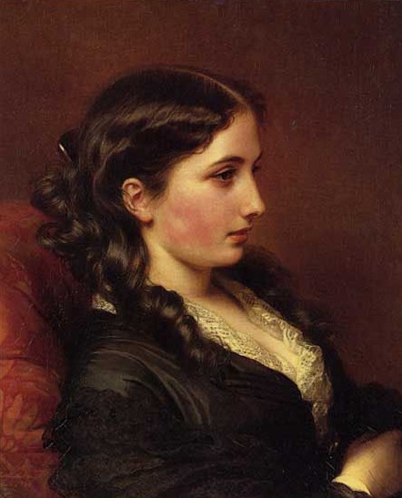 Study of a Girl in Profile by Franz Xavier Winterhalter - Hand-Painted Oil Painting Reproduction