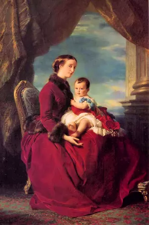 The Empress Eugenie Holding Louis Napoleon by Franz Xavier Winterhalter - Oil Painting Reproduction