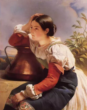Young Italian Girl by the Well by Franz Xavier Winterhalter Oil Painting