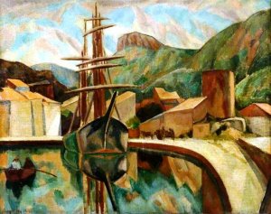 A Provencal Harbour Oil painting by Roger Fry