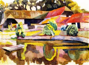 Barns and Pond, Charleston by Roger Fry Oil Painting