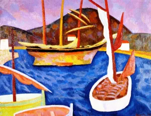 Boats in Harbour, South of France by Roger Fry Oil Painting