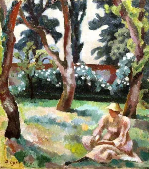 Orchard, Woman Seated in a Garden by Roger Fry - Oil Painting Reproduction