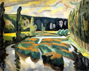 River with Poplars painting by Roger Fry