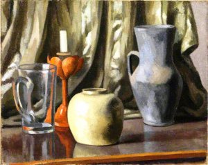 Still Life with Candle and Earthenware Pots