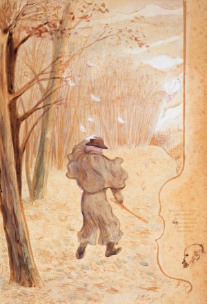 Paul Verlaine dans un paysage hivernal by Frederic Auguste Cazals Oil Painting