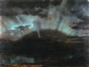 Aurora Borealis, Mt. Desert Island, from Bar Harbor, Maine by Frederic Edwin Church Oil Painting