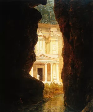 El Khasne, Petra by Frederic Edwin Church - Oil Painting Reproduction