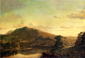 Figures in a New England Landscape by Frederic Edwin Church Oil Painting