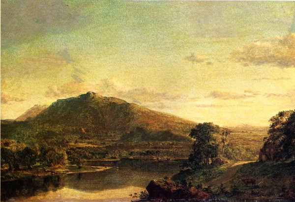 Figures in a New England Landscape by Frederic Edwin Church - Hand-Painted Oil Painting Reproduction