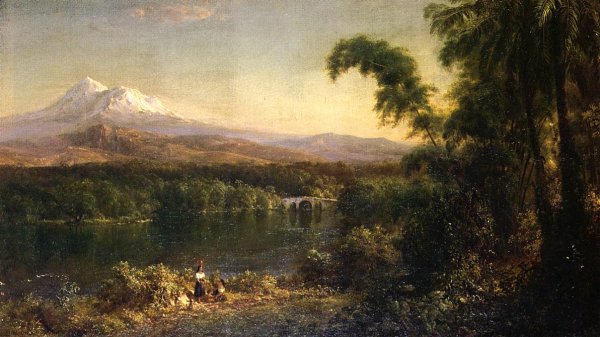 Figures in an Ecuadorian Landscape by Frederic Edwin Church - Hand-Painted Oil Painting Reproduction