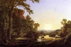 Hooker and Company Journeying through the Wilderness from Plymouth to Hartford, in 1636 by Frederic Edwin Church - Oil Painting Reproduction