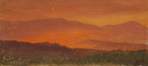 Hudson Valley and Distant Mountains at Sunset by Frederic Edwin Church Oil Painting