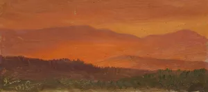 Hudson Valley and Distant Mountains at Sunset by Frederic Edwin Church Oil Painting