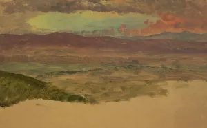 Hudson Valley Landscape by Frederic Edwin Church Oil Painting