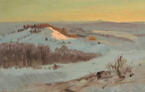Hudson Valley, New York in Winter by Frederic Edwin Church Oil Painting