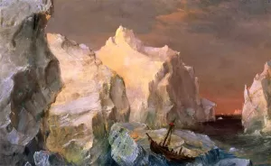 Icebergs and Wreck in Sunset by Frederic Edwin Church - Oil Painting Reproduction