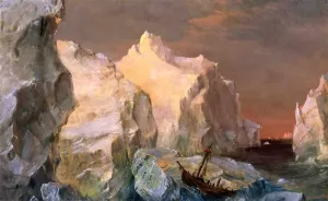 Icebergs and Wreck in Sunset Oil painting by Frederic Edwin Church