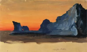 Icebergs at Midnight, Labrador by Frederic Edwin Church Oil Painting