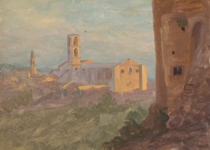 Italian or Swiss Town by Frederic Edwin Church Oil Painting