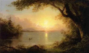 Lake Scene also known as Landscape in the Adirondacks by Frederic Edwin Church - Oil Painting Reproduction