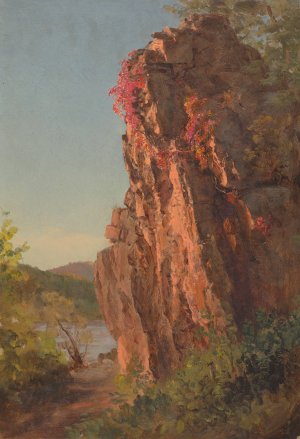 Landscape with Large Rock, possibly North Carolina by Frederic Edwin Church Oil Painting