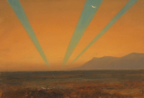 Landscape with Sunset  by Frederic Edwin Church - Hand-Painted Oil Painting Reproduction