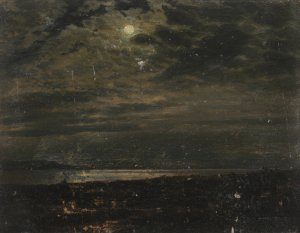Maine Coast, Moonlight by Frederic Edwin Church Oil Painting