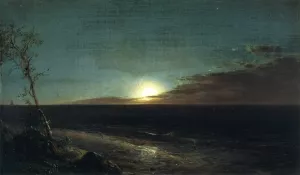 Moonrise also known as The Rising Moon by Frederic Edwin Church - Oil Painting Reproduction