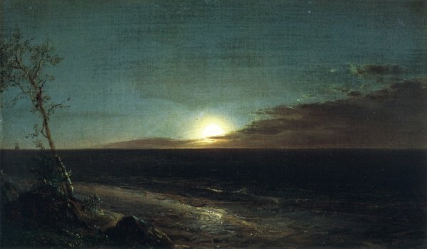 Main Product Photo of Moonrise also known as The Rising Moon Painting by Frederic Edwin Church