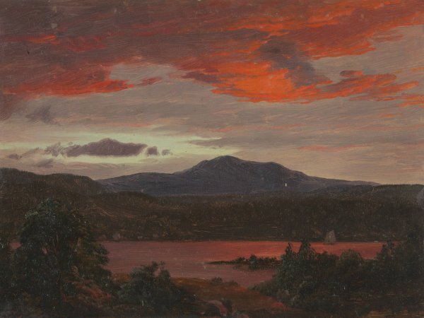 Mount Katahdin from Lake Katahdin, Maine  by Frederic Edwin Church - Hand-Painted Oil Painting Reproduction