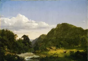 Mountain Landscape with Mill, Cows and Stream by Frederic Edwin Church Oil Painting