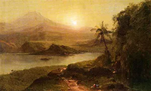 Mountain Landscape with River, Near Philadelphia by Frederic Edwin Church Oil Painting