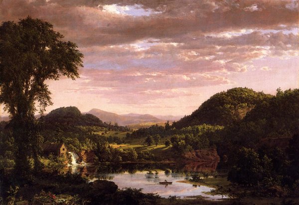 New England Landscape also known as Evening after a Storm by Frederic Edwin Church - Hand-Painted Oil Painting Reproduction