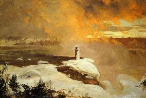 Niagara Falls from Goat Island, Winter by Frederic Edwin Church - Oil Painting Reproduction