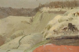 Niagara Falls in the Snow, Seen from Goat Island by Frederic Edwin Church Oil Painting