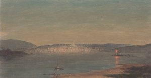 Night View of a Seaport by Frederic Edwin Church Oil Painting