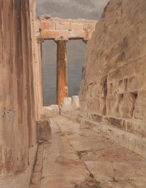 North Peristyle of the Parthenon, Athens by Frederic Edwin Church Oil Painting