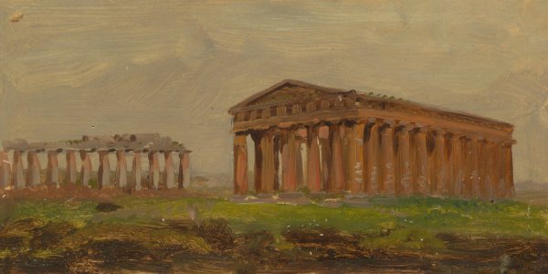 Paestum, Temple of Neptune  by Frederic Edwin Church - Hand-Painted Oil Painting Reproduction