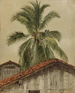 Palm Trees and Housetops, Ecuador by Frederic Edwin Church Oil Painting